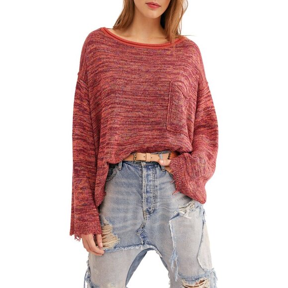 Free People Prism Space Dye Knit Linen Blend Pullover Sweater - Picture 1 of 6